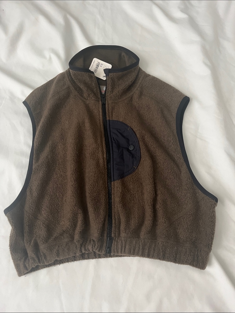 FP Movement by Free People Kids Brown Fleece Vest with Contrast Pocket